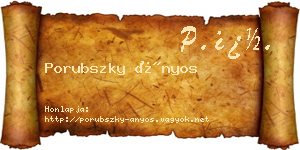Porubszky Ányos névjegykártya